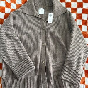 Abercrombie & Fitch Brown Ribbed Cardigan Sweater